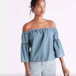 Madewell Women's Denim Azalea Off-the-Shoulder Top - Chambray - Size XS